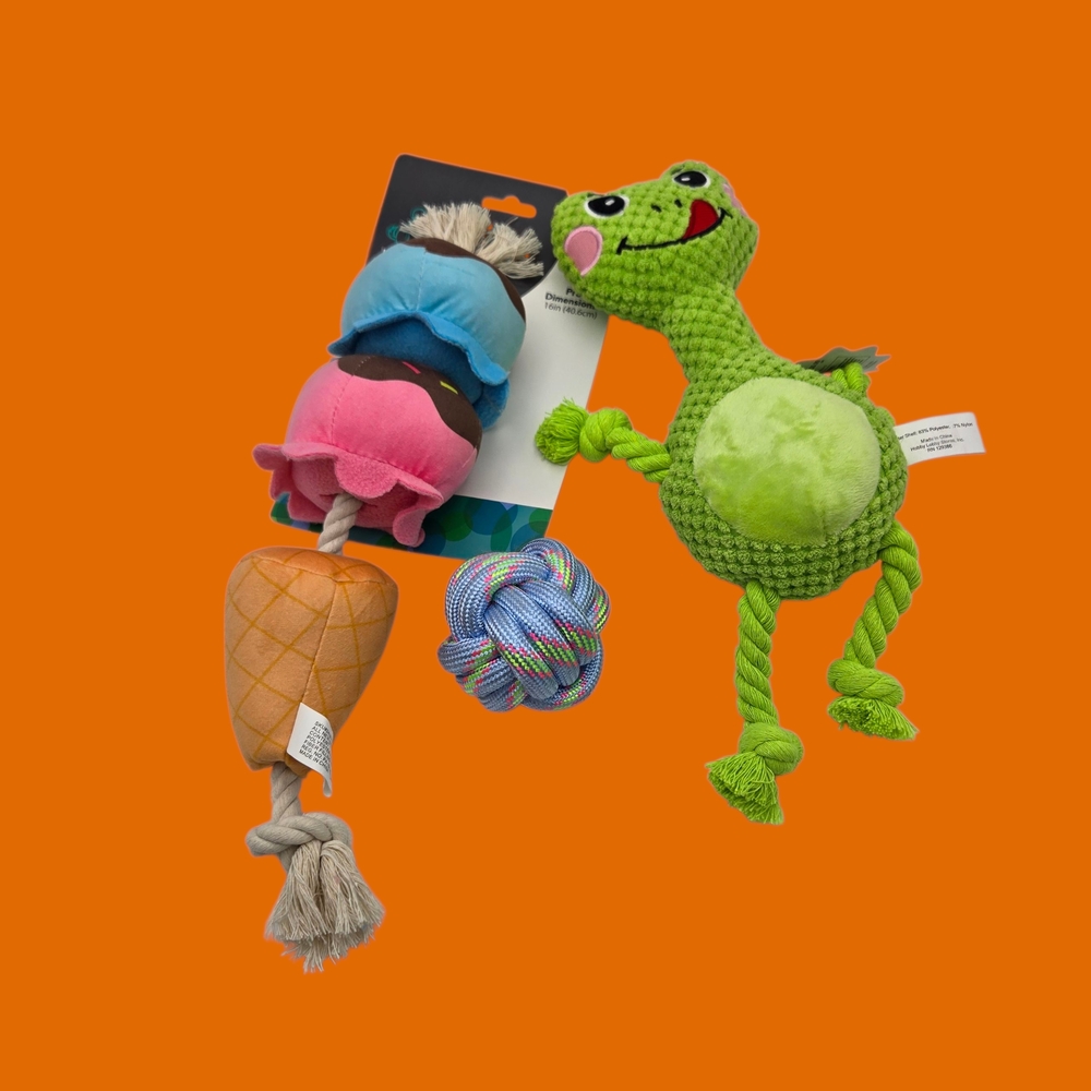 NWT Furbaby Toy Package Monkey Fist Ball Frog Ice Cream Plush